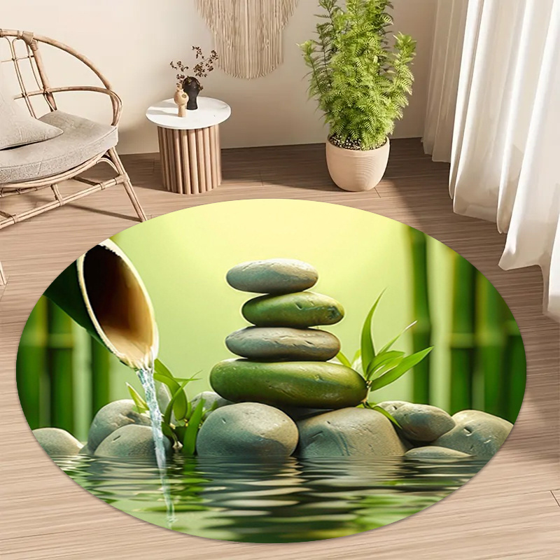 Spa And Wellness Hotel - Okrągły dywan Zen Bamboo Stone Water